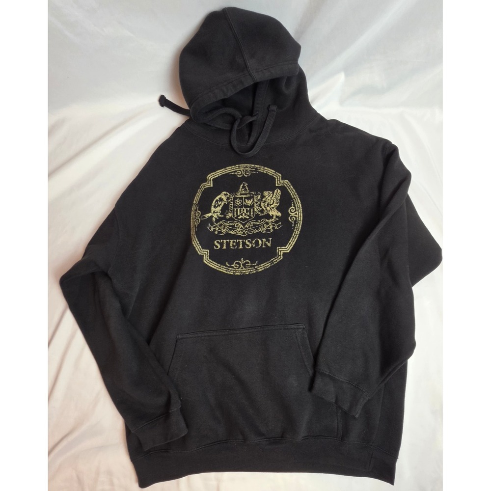 Stetson Mens XL Black Graphic Hoodie Western Americana Cowboy Core 31015